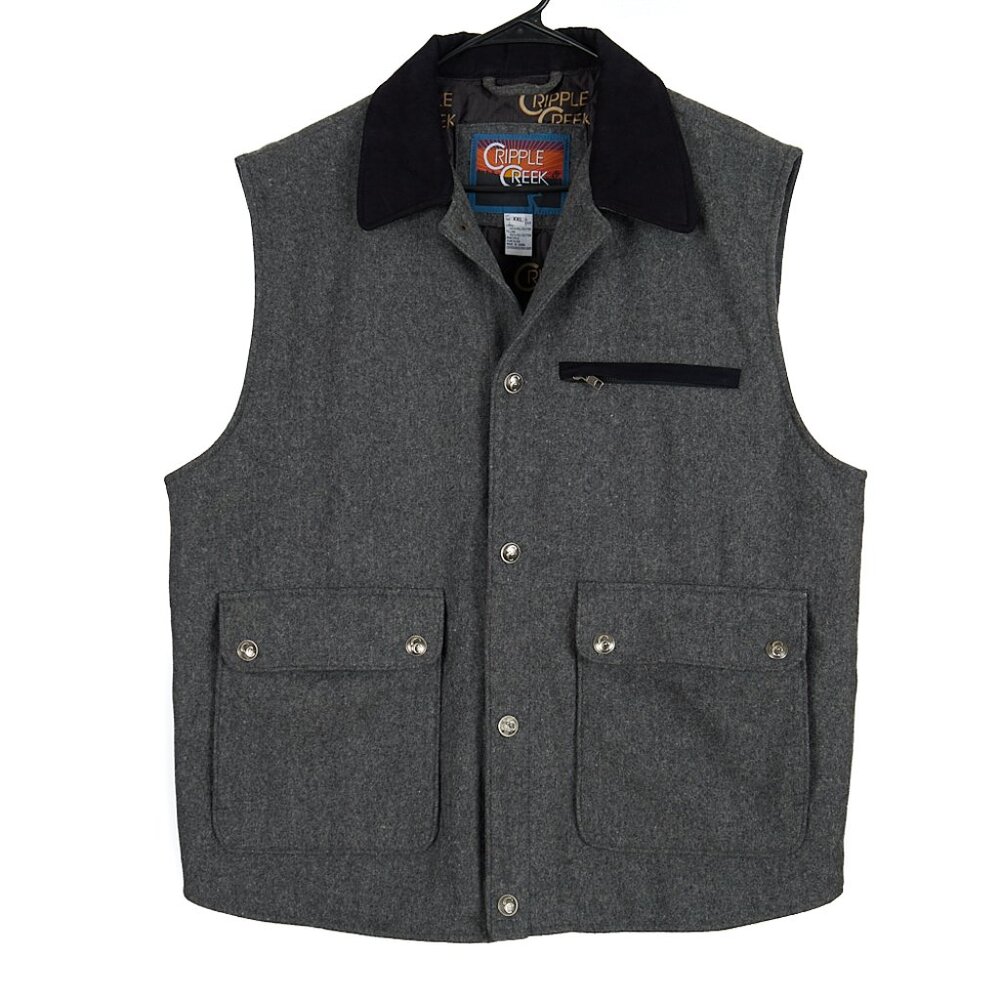 Cripple Creek Wool Blend Quilt-Lined Bull Rider Embroidered Vest Men's XXL